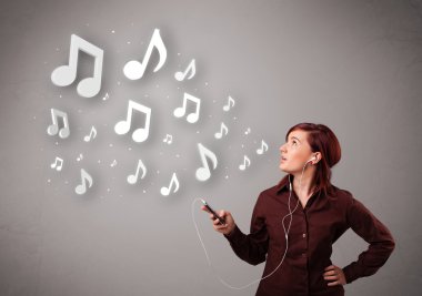 şarkı ve müzik ile müzik n genç ve güzel kadın