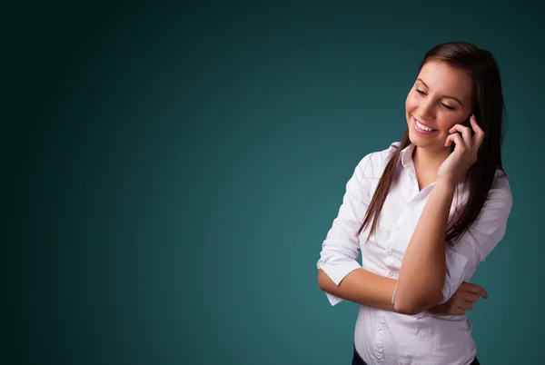 Young woman making phone call with copy space — Stock Photo, Image
