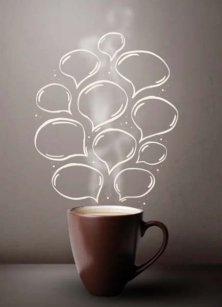 Kaffekrus med håndtegnede talebobler - Stock-foto