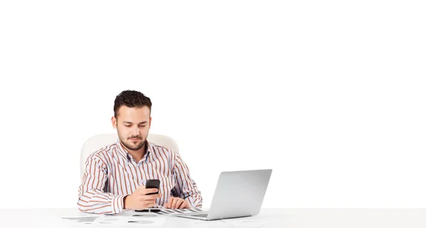 Attractive businessman with plain white copy space — Stock Photo, Image