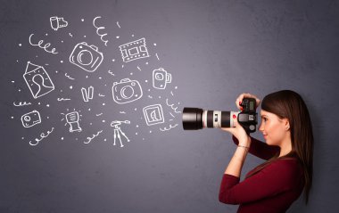 fotoğrafçı kız çekim fotoğraf simgeler