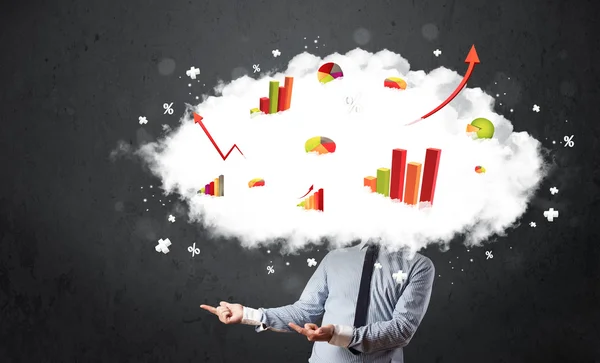 Modern business man with a graph cloud head — Stock Photo, Image