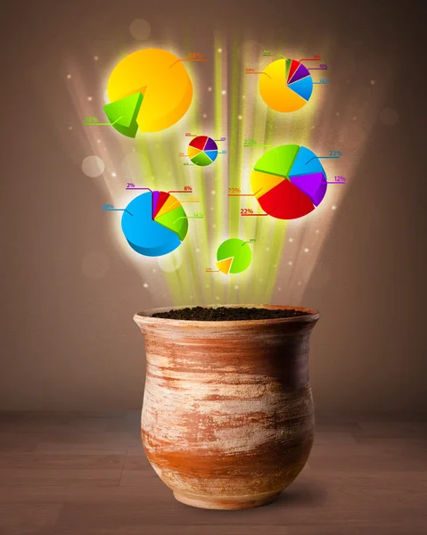 植木鉢から出てくるチャート — ストック写真