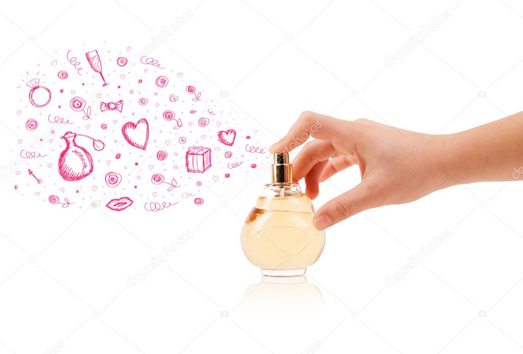 sketches coming out from beautiful perfume bottle