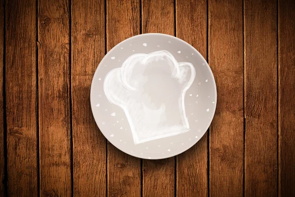 Färgglad platta med handritad vit kock symbol — Stockfoto