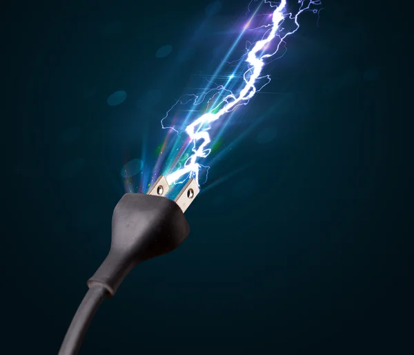 Electric cable with glowing electricity lightning — Stock Photo, Image