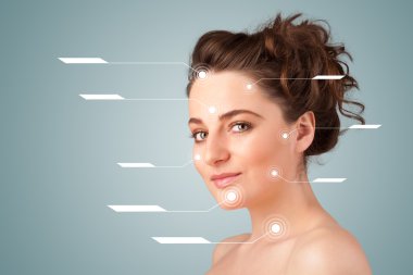 yüz tedavi modern okları ile genç seksi kız