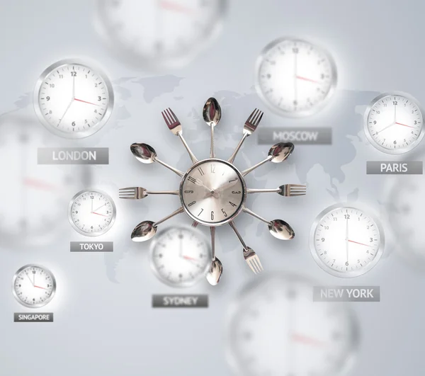 Clocks and time zones over the world concept — Stock Photo, Image