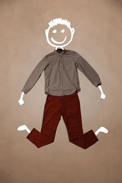 Casual kleding met de hand getekend grappig karakter — Stockfoto