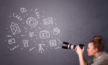 fotoğrafçı kız çekim fotoğraf simgeler