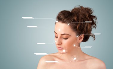 yüz tedavi modern okları ile genç seksi kız