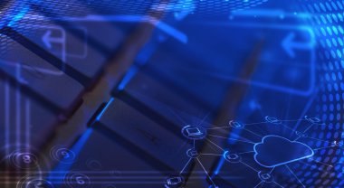 Parlayan bulut teknolojisi simgelerine sahip klavye