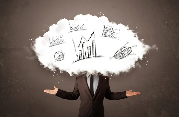 Elegáns üzletember felhő fej kézzel rajzolt grafikonok — Stock Fotó