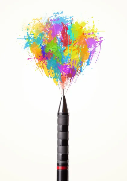 Paint splashes coming out of pen — Stock Photo, Image