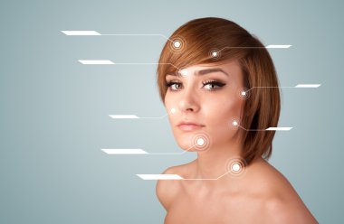 yüz tedavi modern okları ile genç seksi kız