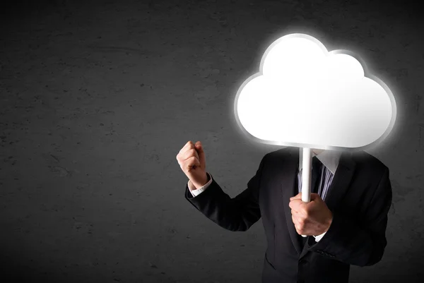 Empresario sosteniendo una nube — Foto de Stock