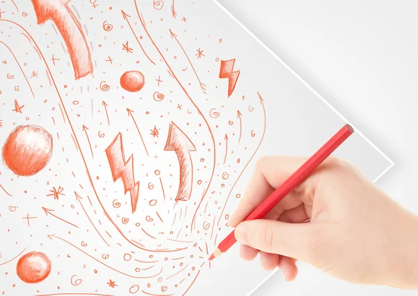 Hand drawing abstract sketches and doodles on paper — Stock Photo, Image