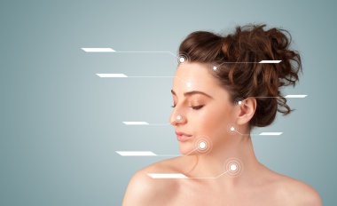 yüz tedavi modern okları ile genç seksi kız