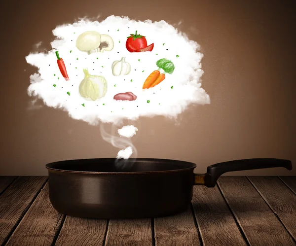 Zelenina v oblaku páry — Stock fotografie
