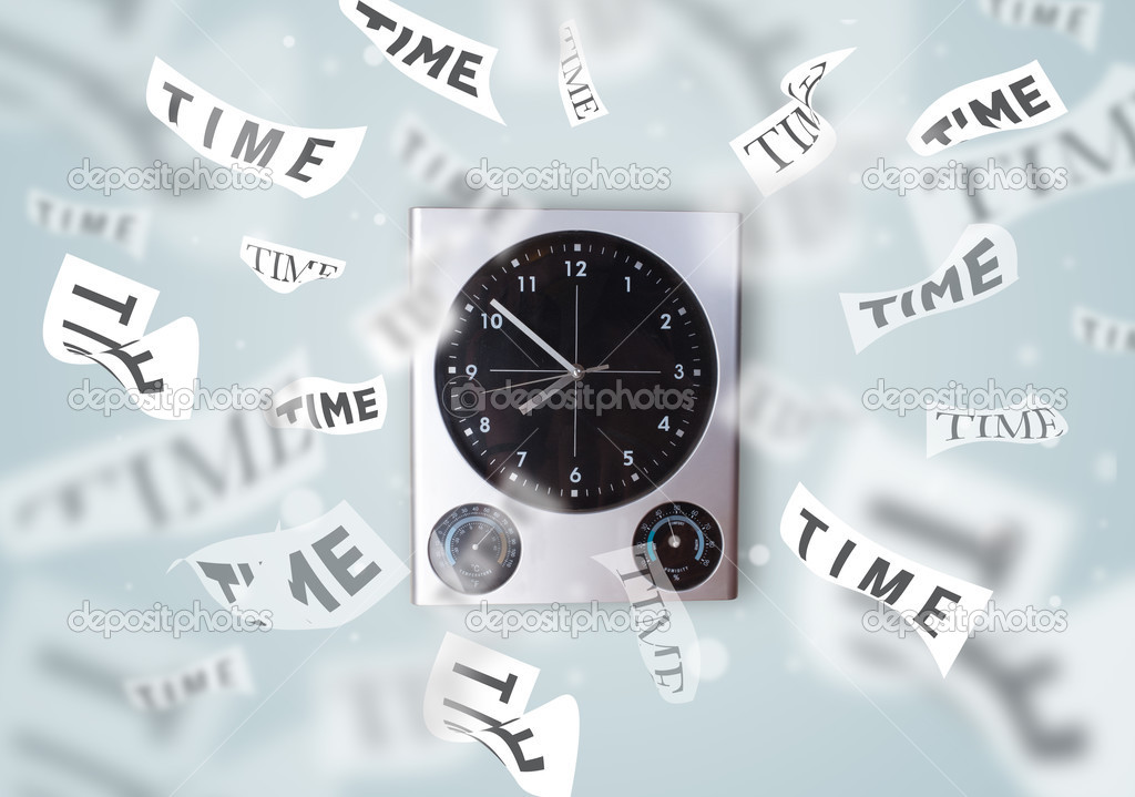 Clock and watch concept with time flying away