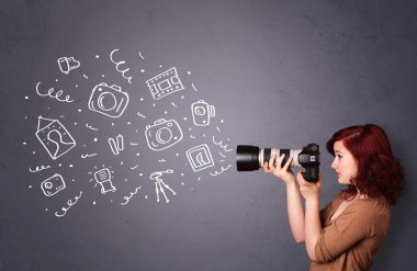 fotoğrafçı kız çekim fotoğraf simgeler