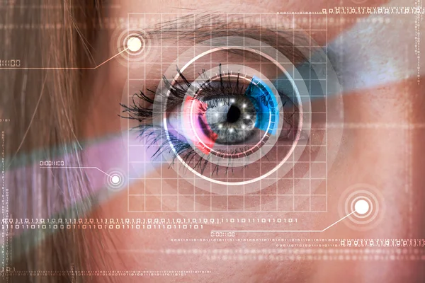 Cyberfrau mit technologischem Auge — Stockfoto