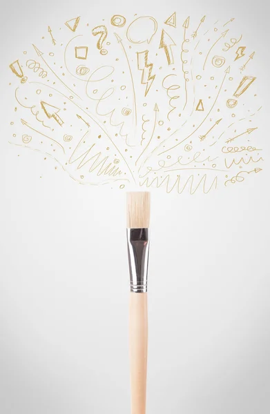 Brush close-up with sketchy arrows — Stock Photo, Image