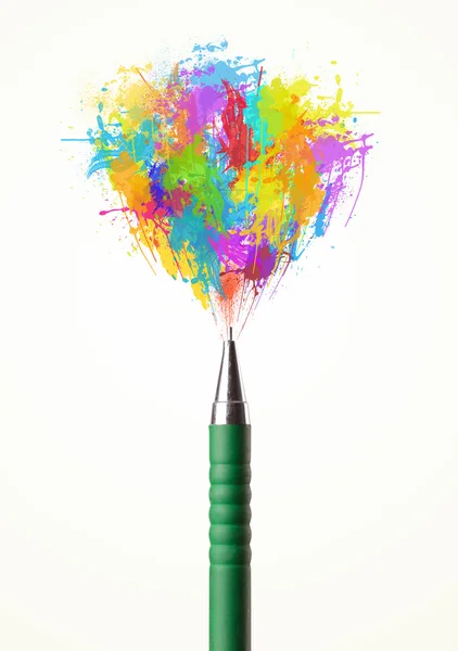 Paint splashes coming out of pen — Stock Photo, Image