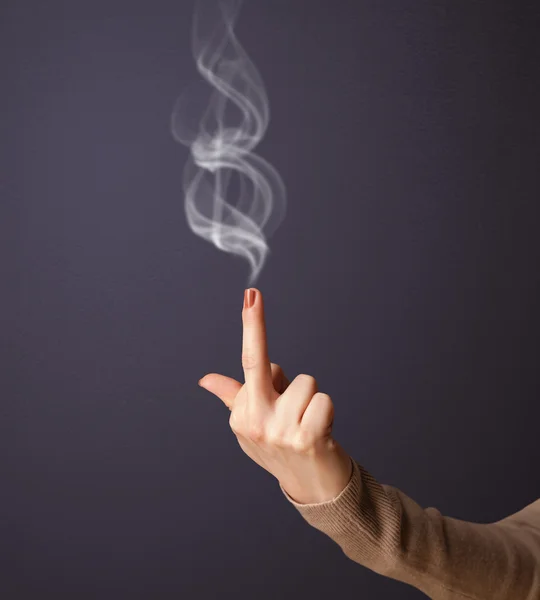 Gun shaped woman hand — Stock Photo, Image