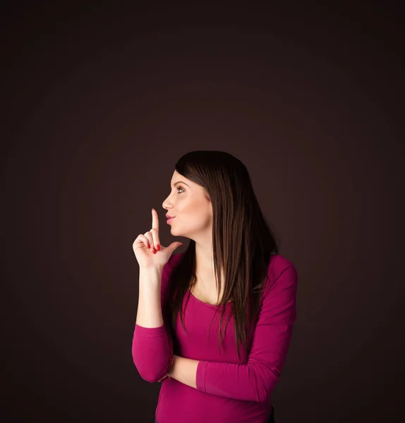 Young woman thinking with copy space — Stock Photo, Image