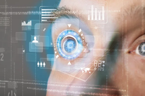 Teknoloji ekranlı modern siber adam.