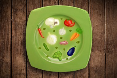 simgeler, simge, sebze ve fr renkli plaka el ile çizilmiş