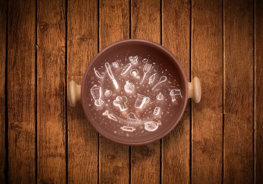 simgeler, simge, sebze ve fr renkli plaka el ile çizilmiş