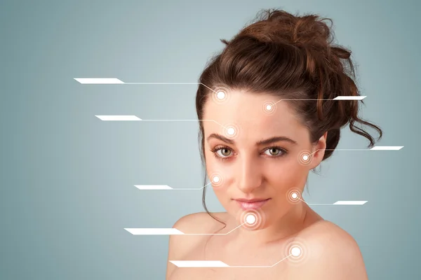 Young sexy girl with facial treatment modern arrows — Stock Photo, Image