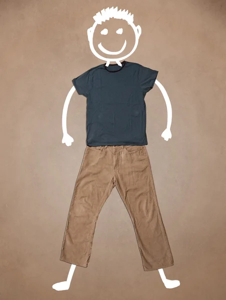 Casual kleding met de hand getekend grappig karakter — Stockfoto