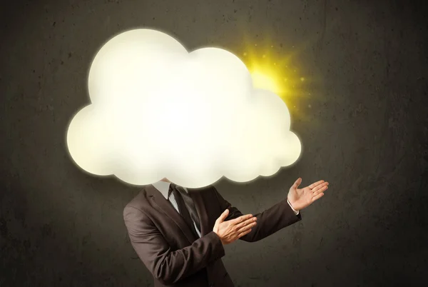 Young business man in shirt and tie with a sunny cloud head — Stock Photo, Image
