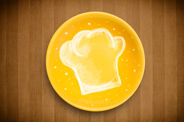 Färgglad platta med handritad vit kock symbol — Stockfoto