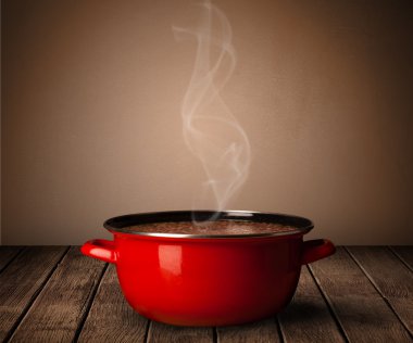 eski ahşap masa pot