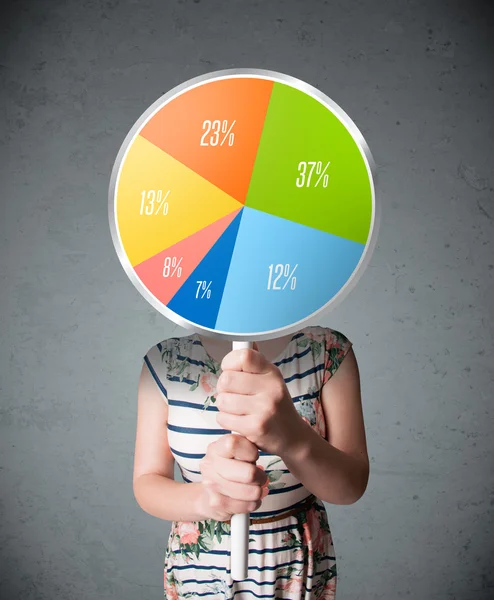 Young woman holding a pie chart — Stock Photo, Image