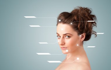 yüz tedavi modern okları ile genç seksi kız