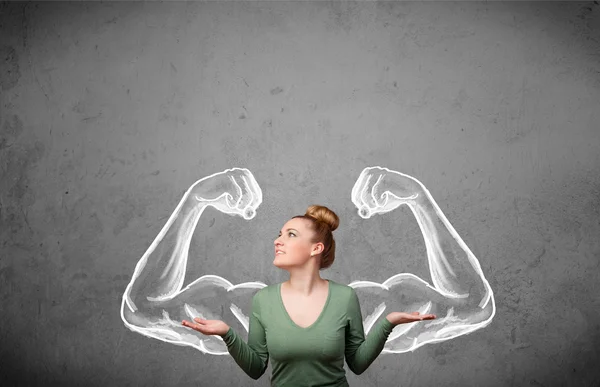 Jovem com braços musculados fortes — Fotografia de Stock