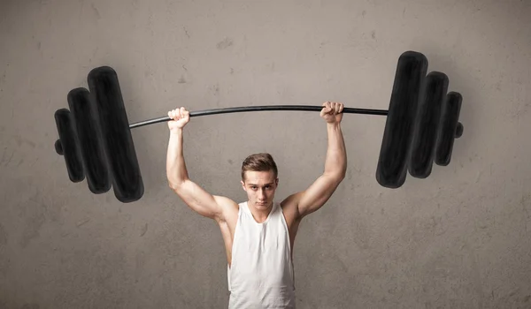 Muscular man lifting weights — Stock Photo, Image