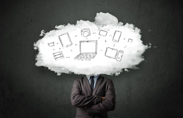Professionele zakenman met cloud netwerkhoofd — Stockfoto