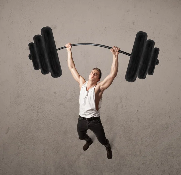 Musclé homme levant des poids — Photo