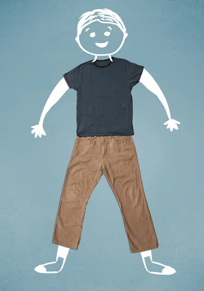 Funny cute smiley character in casual clothes — Stock Photo, Image