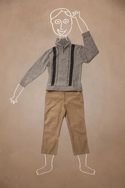 Divertido personaje dibujado a mano en ropa casual —  Fotos de Stock