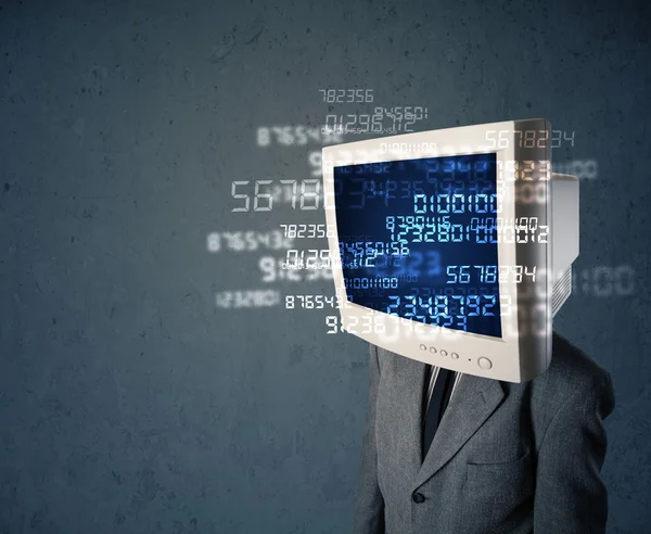 Human cyber monitor pc calculating computer data concept — Stock Photo, Image