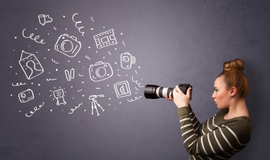 fotoğrafçı kız çekim fotoğraf simgeler