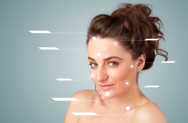 yüz tedavi modern okları ile genç seksi kız