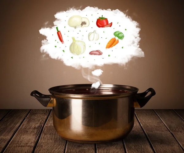 Vegetables in vapor cloud — Stock Photo, Image